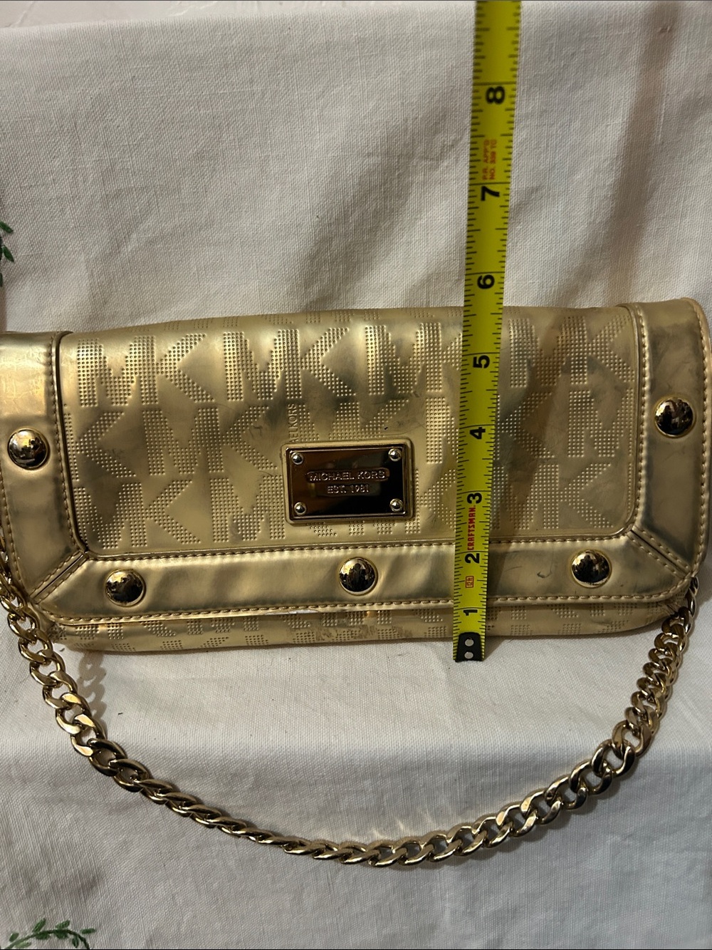 Michael Kors Metallic Gold Shoulder Bag with Chain Strap - Picture 9 of 9